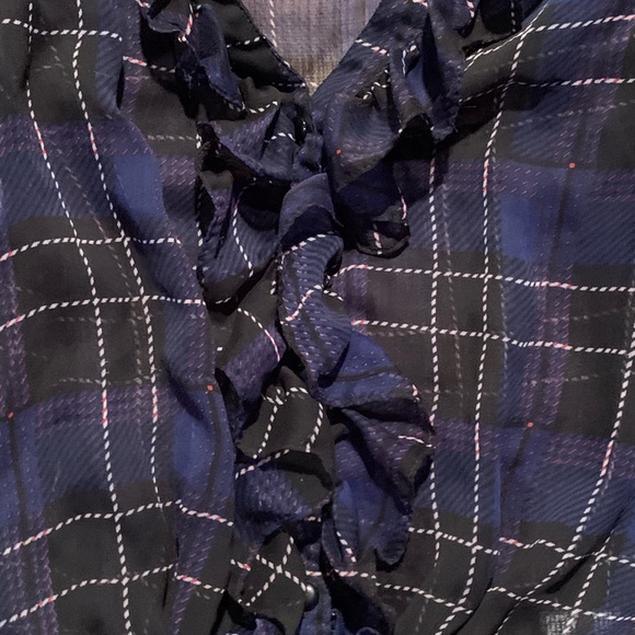 Lot of cute sheer tops sz Med Express blue purple black plaid brown snake print - Picture 13 of 15